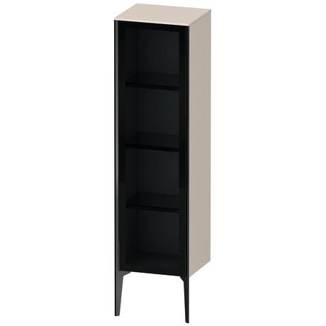 Semi-tall cabinet, XV1367LB283 Hinge position: Left, Front: Parsol grey, Corpus: taupe Super Matt, Decor, Profile colour: Black, Profile: Black