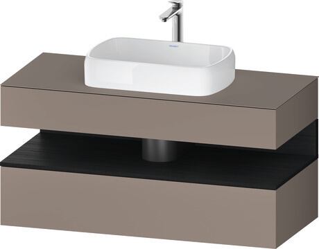 Console vanity unit wall-mounted, QA4732016436010 Front: Basalte Matt, Decor, Corpus: Basalte Matt, Decor, Console: Basalte Matt, Lacquer, Niche lighting Integrated