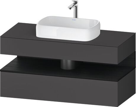 Console vanity unit wall-mounted, QA4732016496010 Front: Graphite Matt, Decor, Corpus: Graphite Matt, Decor, Console: Graphite Matt, Lacquer, Niche lighting Integrated