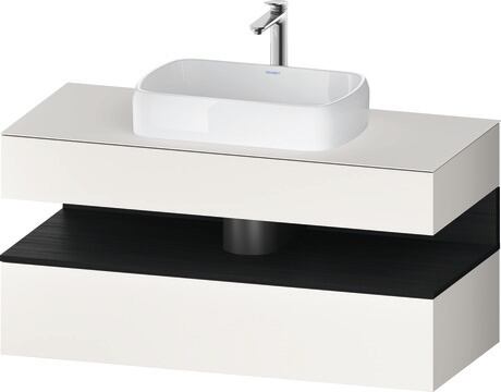 Console vanity unit wall-mounted, QA4732016846010 Front: White Super Matt, Decor, Corpus: White Super Matt, Decor, Console: White Super Matt, Lacquer, Niche lighting Integrated