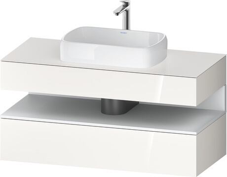Console vanity unit wall-mounted, QA4732018226010 Front: White High Gloss, Decor, Corpus: White High Gloss, Decor, Console: White High Gloss, Lacquer, Niche lighting Integrated
