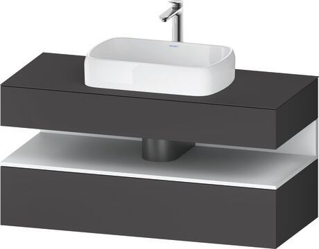 Console vanity unit wall-mounted, QA4732018496010 Front: Graphite Matt, Decor, Corpus: Graphite Matt, Decor, Console: Graphite Matt, Lacquer, Niche lighting Integrated