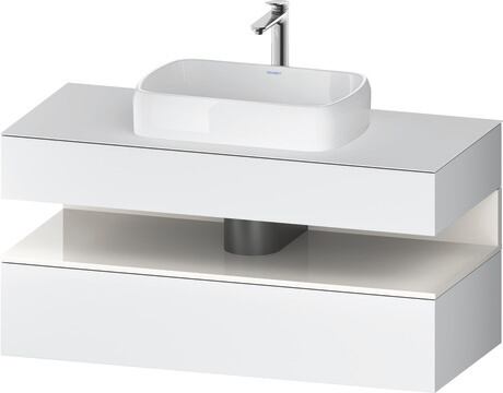 Console vanity unit wall-mounted, QA4732022186010 Front: White Matt, Decor, Corpus: White Matt, Decor, Console: White Matt, Lacquer, Niche lighting Integrated