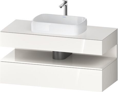 Console vanity unit wall-mounted, QA4732022227010 Front: White High Gloss, Decor, Corpus: White High Gloss, Decor, Console: White High Gloss, Lacquer, Niche lighting Integrated