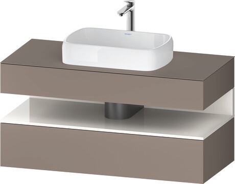 Console vanity unit wall-mounted, QA4732022436010 Front: Basalte Matt, Decor, Corpus: Basalte Matt, Decor, Console: Basalte Matt, Lacquer, Niche lighting Integrated