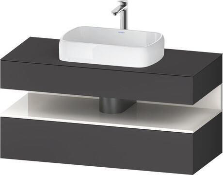 Console vanity unit wall-mounted, QA4732022496010 Front: Graphite Matt, Decor, Corpus: Graphite Matt, Decor, Console: Graphite Matt, Lacquer, Niche lighting Integrated