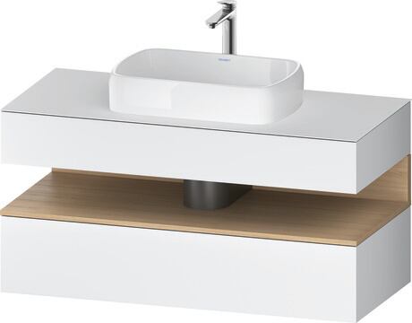 Console vanity unit wall-mounted, QA4732030186010 Front: White Matt, Decor, Corpus: White Matt, Decor, Console: White Matt, Lacquer, Niche lighting Integrated