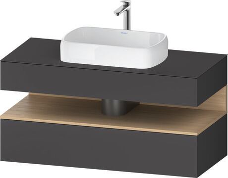 Console vanity unit wall-mounted, QA4732030496010 Front: Graphite Matt, Decor, Corpus: Graphite Matt, Decor, Console: Graphite Matt, Lacquer, Niche lighting Integrated
