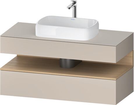 Console vanity unit wall-mounted, QA4732030916010 Front: taupe Matt, Decor, Corpus: taupe Matt, Decor, Console: taupe Matt, Lacquer, Niche lighting Integrated