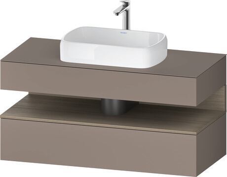 Console vanity unit wall-mounted, QA4732035436010 Front: Basalte Matt, Decor, Corpus: Basalte Matt, Decor, Console: Basalte Matt, Lacquer, Niche lighting Integrated