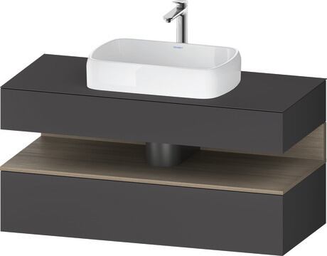 Console vanity unit wall-mounted, QA4732035496010 Front: Graphite Matt, Decor, Corpus: Graphite Matt, Decor, Console: Graphite Matt, Lacquer, Niche lighting Integrated