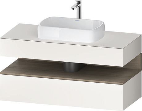 Console vanity unit wall-mounted, QA4732035846010 Front: White Super Matt, Decor, Corpus: White Super Matt, Decor, Console: White Super Matt, Lacquer, Niche lighting Integrated