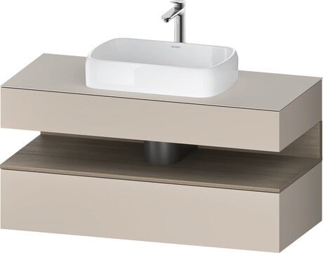 Console vanity unit wall-mounted, QA4732035916010 Front: taupe Matt, Decor, Corpus: taupe Matt, Decor, Console: taupe Matt, Lacquer, Niche lighting Integrated