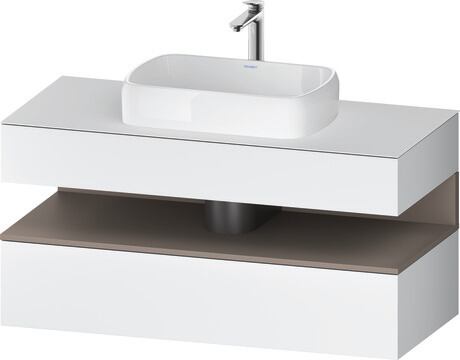 Console vanity unit wall-mounted, QA4732043186010 Front: White Matt, Decor, Corpus: White Matt, Decor, Console: White Matt, Lacquer, Niche lighting Integrated
