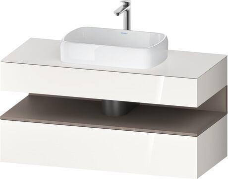 Console vanity unit wall-mounted, QA4732043226010 Front: White High Gloss, Decor, Corpus: White High Gloss, Decor, Console: White High Gloss, Lacquer, Niche lighting Integrated
