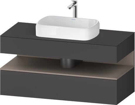 Console vanity unit wall-mounted, QA4732043496010 Front: Graphite Matt, Decor, Corpus: Graphite Matt, Decor, Console: Graphite Matt, Lacquer, Niche lighting Integrated