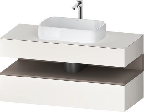 Console vanity unit wall-mounted, QA4732043846010 Front: White Super Matt, Decor, Corpus: White Super Matt, Decor, Console: White Super Matt, Lacquer, Niche lighting Integrated