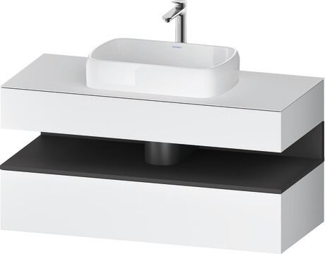 Console vanity unit wall-mounted, QA4732049186010 Front: White Matt, Decor, Corpus: White Matt, Decor, Console: White Matt, Lacquer, Niche lighting Integrated