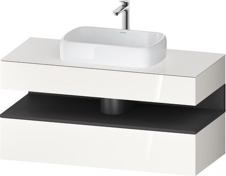 Console vanity unit wall-mounted, QA4732049226010 Front: White High Gloss, Decor, Corpus: White High Gloss, Decor, Console: White High Gloss, Lacquer, Niche lighting Integrated