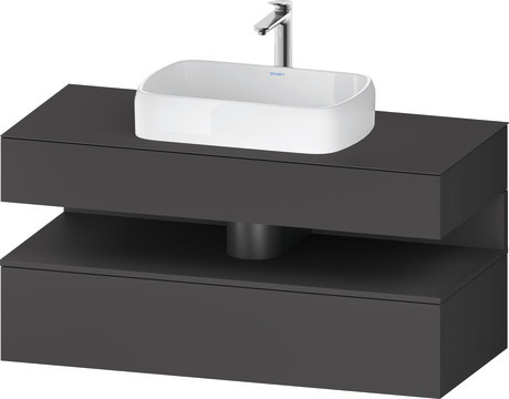 Console vanity unit wall-mounted, QA4732049497010 Front: Graphite Matt, Decor, Corpus: Graphite Matt, Decor, Console: Graphite Matt, Lacquer, Niche lighting Integrated