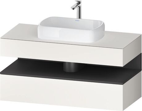 Console vanity unit wall-mounted, QA4732049846010 Front: White Super Matt, Decor, Corpus: White Super Matt, Decor, Console: White Super Matt, Lacquer, Niche lighting Integrated