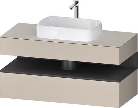 Console vanity unit wall-mounted, QA4732049916010 Front: taupe Matt, Decor, Corpus: taupe Matt, Decor, Console: taupe Matt, Lacquer, Niche lighting Integrated