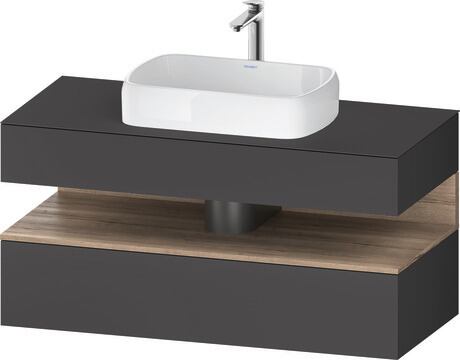 Console vanity unit wall-mounted, QA4732055496010 Front: Graphite Matt, Decor, Corpus: Graphite Matt, Decor, Console: Graphite Matt, Lacquer, Niche lighting Integrated