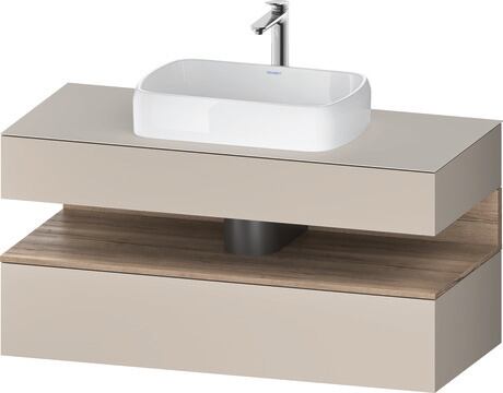 Console vanity unit wall-mounted, QA4732055916010 Front: taupe Matt, Decor, Corpus: taupe Matt, Decor, Console: taupe Matt, Lacquer, Niche lighting Integrated
