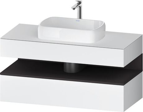 Console vanity unit wall-mounted, QA4732080186010 Front: White Matt, Decor, Corpus: White Matt, Decor, Console: White Matt, Lacquer, Niche lighting Integrated