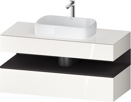 Console vanity unit wall-mounted, QA4732080226010 Front: White High Gloss, Decor, Corpus: White High Gloss, Decor, Console: White High Gloss, Lacquer, Niche lighting Integrated