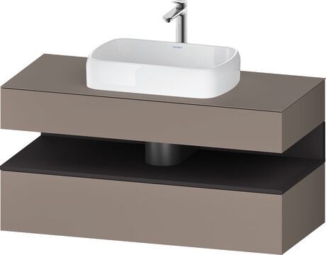 Console vanity unit wall-mounted, QA4732080436010 Front: Basalte Matt, Decor, Corpus: Basalte Matt, Decor, Console: Basalte Matt, Lacquer, Niche lighting Integrated
