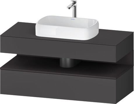 Console vanity unit wall-mounted, QA4732080496010 Front: Graphite Matt, Decor, Corpus: Graphite Matt, Decor, Console: Graphite Matt, Lacquer, Niche lighting Integrated