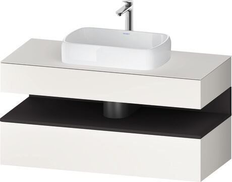 Console vanity unit wall-mounted, QA4732080846010 Front: White Super Matt, Decor, Corpus: White Super Matt, Decor, Console: White Super Matt, Lacquer, Niche lighting Integrated