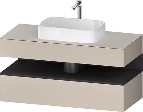 Console vanity unit wall-mounted, QA4732080916010 Front: taupe Matt, Decor, Corpus: taupe Matt, Decor, Console: taupe Matt, Lacquer, Niche lighting Integrated