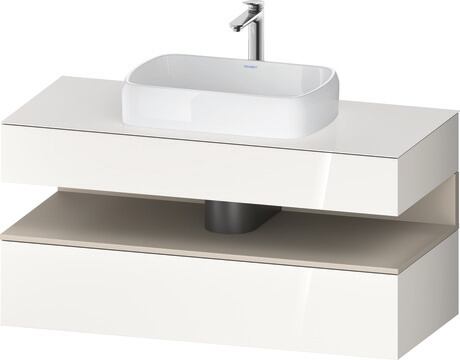 Console vanity unit wall-mounted, QA4732083226010 Front: White High Gloss, Decor, Corpus: White High Gloss, Decor, Console: White High Gloss, Lacquer, Niche lighting Integrated