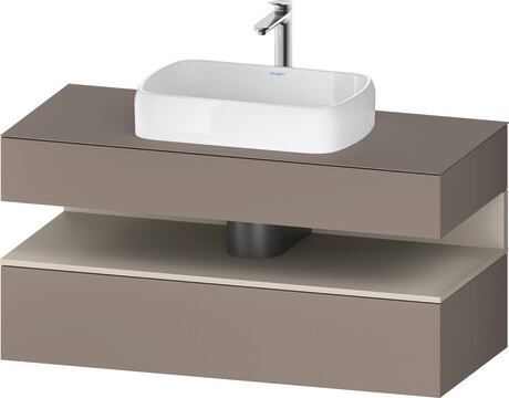 Console vanity unit wall-mounted, QA4732083436010 Front: Basalte Matt, Decor, Corpus: Basalte Matt, Decor, Console: Basalte Matt, Lacquer, Niche lighting Integrated