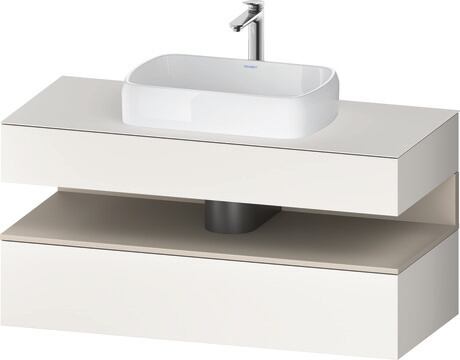 Console vanity unit wall-mounted, QA4732083846010 Front: White Super Matt, Decor, Corpus: White Super Matt, Decor, Console: White Super Matt, Lacquer, Niche lighting Integrated