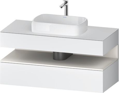 Console vanity unit wall-mounted, QA4732084186010 Front: White Matt, Decor, Corpus: White Matt, Decor, Console: White Matt, Lacquer, Niche lighting Integrated