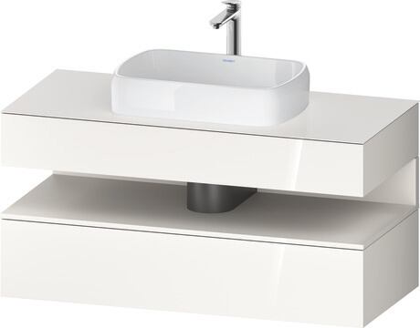 Console vanity unit wall-mounted, QA4732084226010 Front: White High Gloss, Decor, Corpus: White High Gloss, Decor, Console: White High Gloss, Lacquer, Niche lighting Integrated