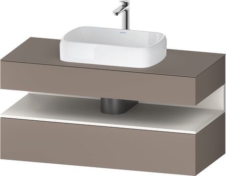 Console vanity unit wall-mounted, QA4732084436010 Front: Basalte Matt, Decor, Corpus: Basalte Matt, Decor, Console: Basalte Matt, Lacquer, Niche lighting Integrated