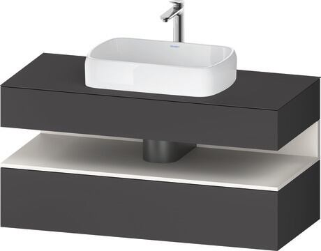 Console vanity unit wall-mounted, QA4732084496010 Front: Graphite Matt, Decor, Corpus: Graphite Matt, Decor, Console: Graphite Matt, Lacquer, Niche lighting Integrated