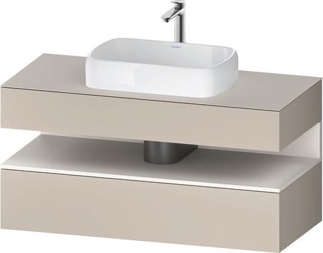 Console vanity unit wall-mounted, QA4732084916010 Front: taupe Matt, Decor, Corpus: taupe Matt, Decor, Console: taupe Matt, Lacquer, Niche lighting Integrated