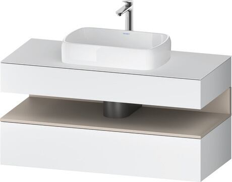 Console vanity unit wall-mounted, QA4732091186010 Front: White Matt, Decor, Corpus: White Matt, Decor, Console: White Matt, Lacquer, Niche lighting Integrated