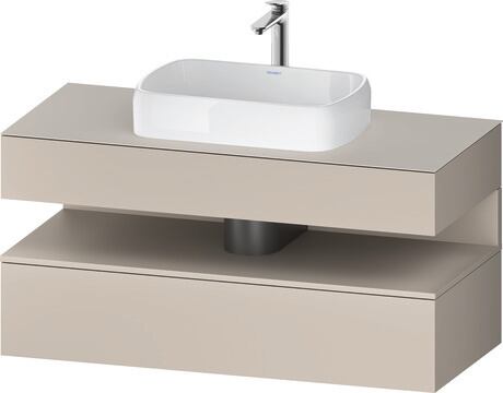 Console vanity unit wall-mounted, QA4732091916010 Front: taupe Matt, Decor, Corpus: taupe Matt, Decor, Console: taupe Matt, Lacquer, Niche lighting Integrated