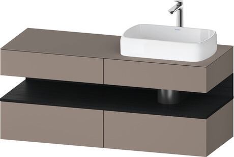 Console vanity unit wall-mounted, QA4766016436010 Front: Basalte Matt, Decor, Corpus: Basalte Matt, Decor, Console: Basalte Matt, Lacquer, Niche lighting Integrated