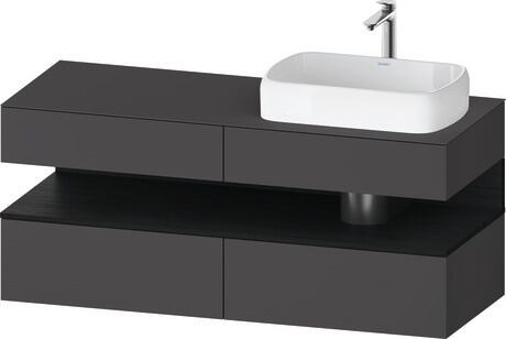 Console vanity unit wall-mounted, QA4766016496010 Front: Graphite Matt, Decor, Corpus: Graphite Matt, Decor, Console: Graphite Matt, Lacquer, Niche lighting Integrated