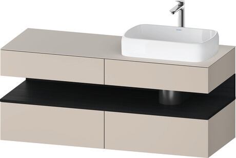 Console vanity unit wall-mounted, QA4766016916010 Front: taupe Matt, Decor, Corpus: taupe Matt, Decor, Console: taupe Matt, Lacquer, Niche lighting Integrated