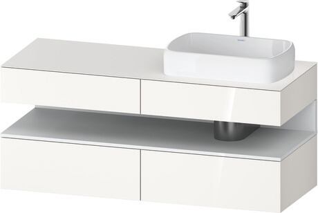 Console vanity unit wall-mounted, QA4766018226010 Front: White High Gloss, Decor, Corpus: White High Gloss, Decor, Console: White High Gloss, Lacquer, Niche lighting Integrated