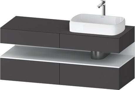 Console vanity unit wall-mounted, QA4766018496010 Front: Graphite Matt, Decor, Corpus: Graphite Matt, Decor, Console: Graphite Matt, Lacquer, Niche lighting Integrated