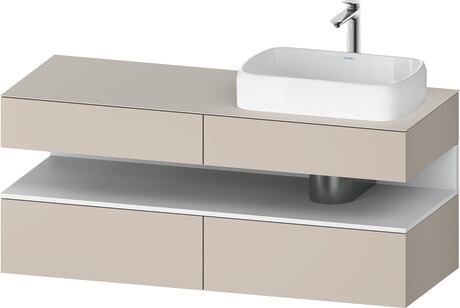 Console vanity unit wall-mounted, QA4766018916010 Front: taupe Matt, Decor, Corpus: taupe Matt, Decor, Console: taupe Matt, Lacquer, Niche lighting Integrated